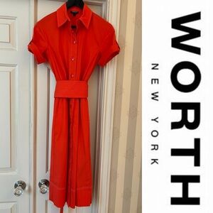Worth NY Orange Shirtdress -Sz 2